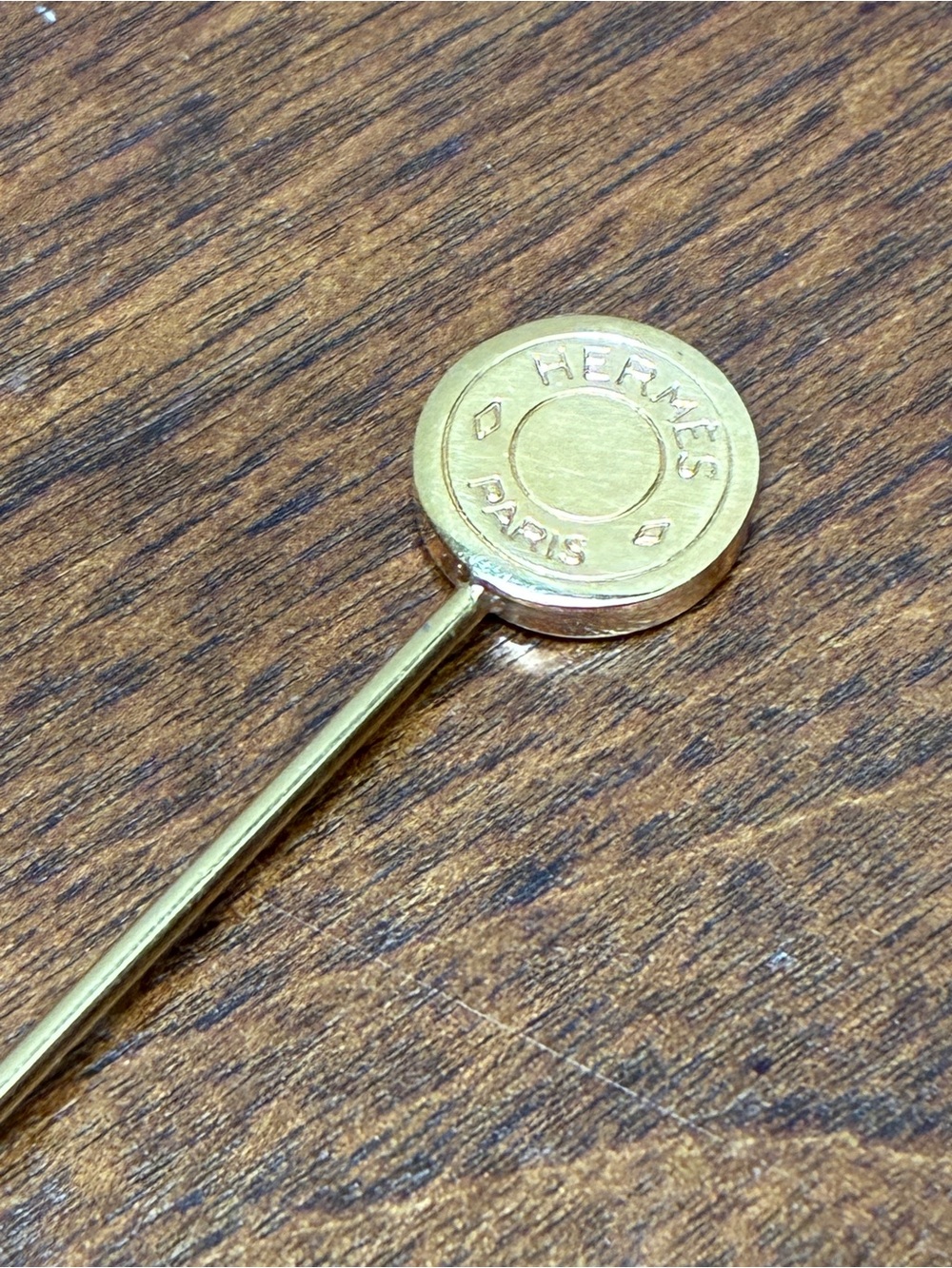 Hermes Gold Cocktail Stirrer with Branded Medallion